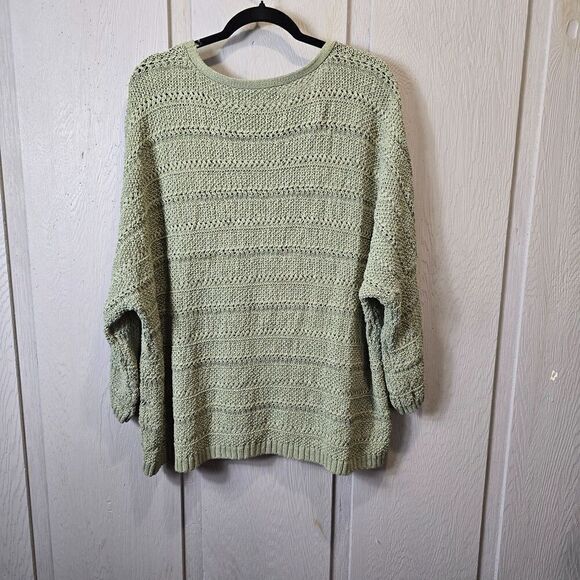 NWOT Chico's Shine Stitch Detail Pullover Simple Sweater Sz XXL‎ Olive Green - Picture 5 of 9